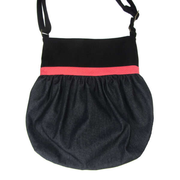 Fourre-tout bandoulière noeud de couleur corail - Sac denim - Image 3