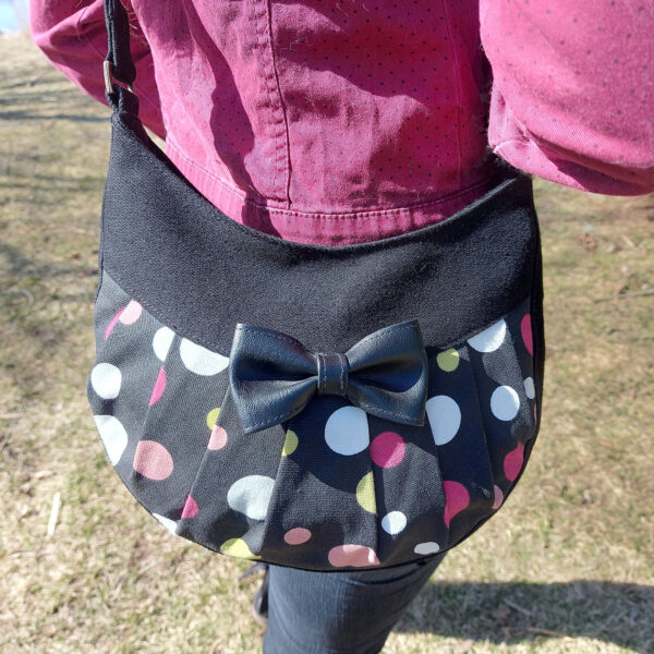 Petit sac d'été bandoulière pois multicolores avec ou sans noeud - Image 4
