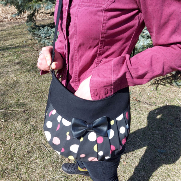 Petit sac d'été bandoulière pois multicolores avec ou sans noeud - Image 3