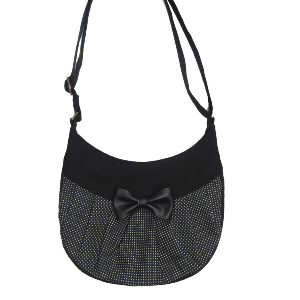 Petit sac pois noir et blanc à bandoulière - Avec ou sans noeud - Image 3