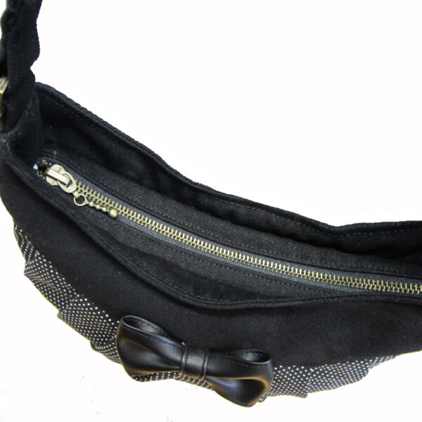 Petit sac pois noir et blanc à bandoulière - Avec ou sans noeud - Image 6