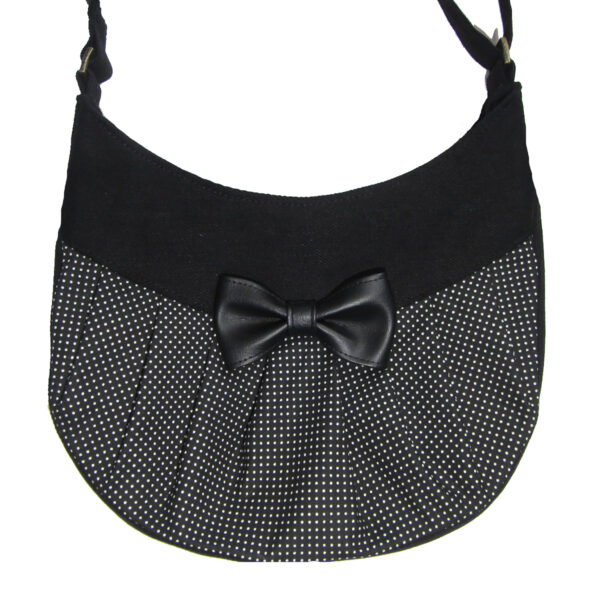 Petit sac pois noir et blanc à bandoulière - Avec ou sans noeud - Image 4