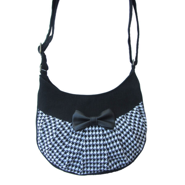 Petit sac noir et blanc pied de poule - Avec ou sans noeud - Image 2