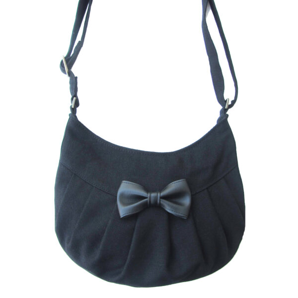 Petit sac à main noir bandoulière ajustable avec ou sans noeud - Image 5
