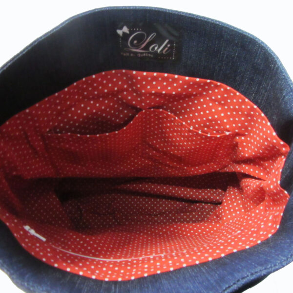 Fourre-tout denim bleu - noeud en cuirette noir - Avec ou sans rivet - Image 4