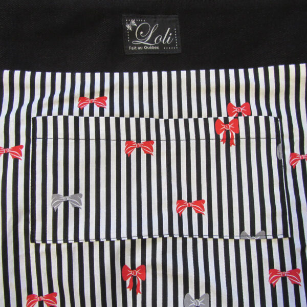 Sac noir pois blancs - Fourre-tout bandoulière avec boucle rouge - Image 7