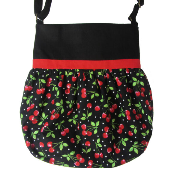 Sac cerises et pois - Fourre-tout bandoulière noeud rouge - Image 4