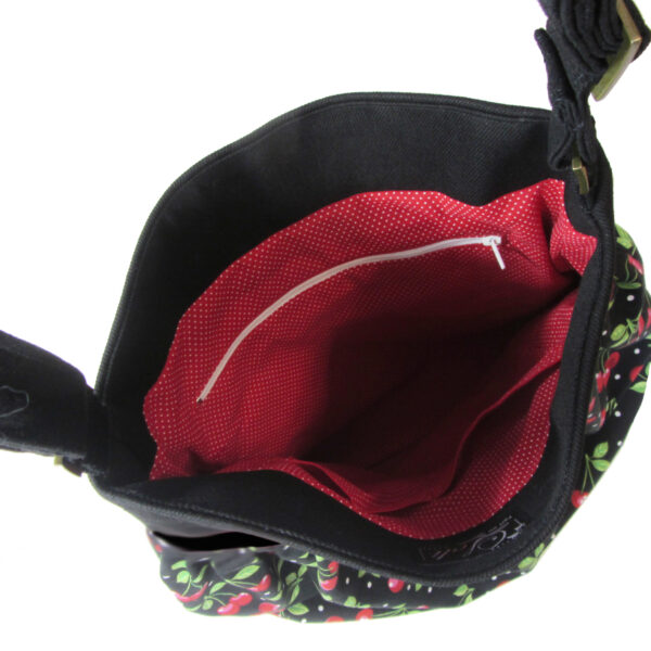 Grand sac cerises - Fourre-tout avec noeud en cuirette noir - Image 5