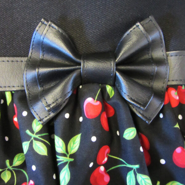 Grand sac cerises - Fourre-tout avec noeud en cuirette noir - Image 4
