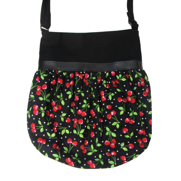 Grand sac cerises - Fourre-tout avec noeud en cuirette noir - Image 3