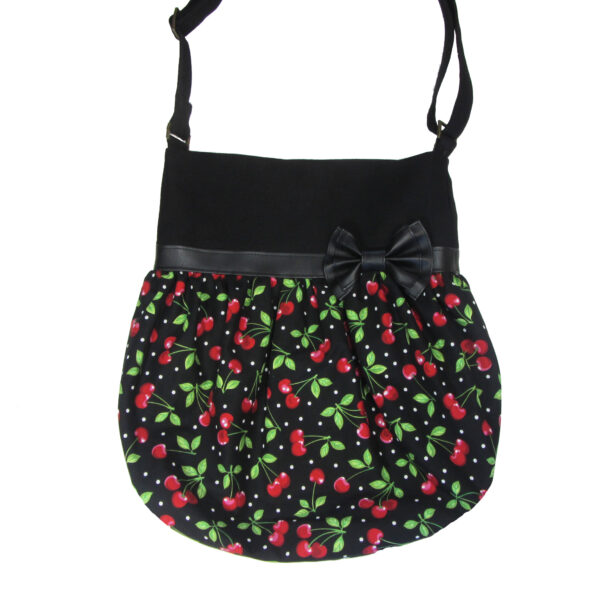Grand sac cerises - Fourre-tout avec noeud en cuirette noir - Image 2