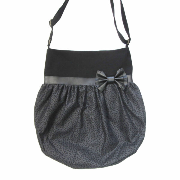 Sac bandoulière léopard - Fourre-tout noir/gris noeud en cuirette - Image 3