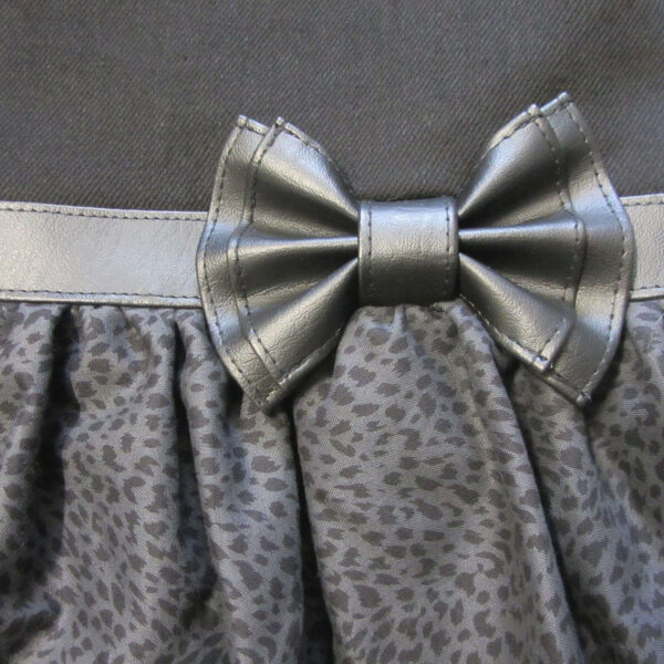 Sac bandoulière léopard - Fourre-tout noir/gris noeud en cuirette - Image 4