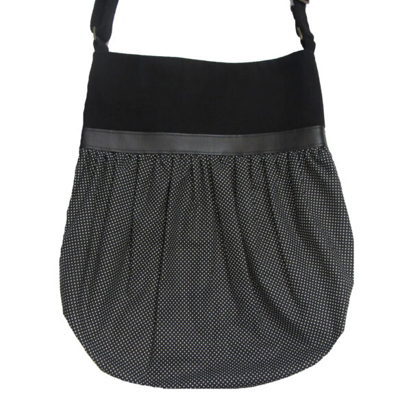 Fourre-tout bandoulière noir noeud en cuirette - Sac petits pois - Image 3
