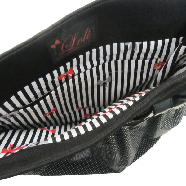 Fourre-tout bandoulière noir noeud en cuirette - Sac petits pois - Image 4