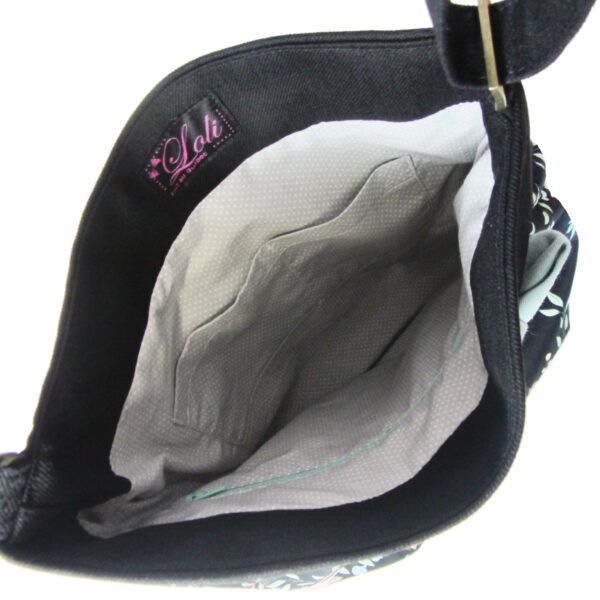 Fourre-tout bandoulière avec noeud - Sac féminin fleuris noir, rose - Image 6
