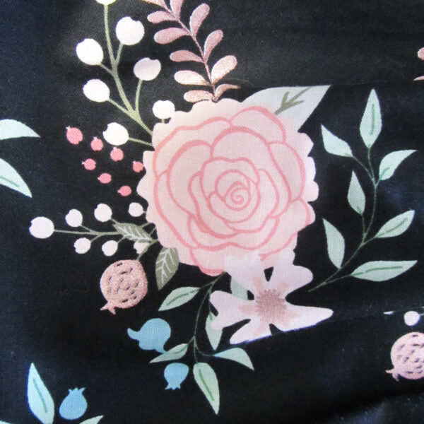Fourre-tout bandoulière avec noeud - Sac féminin fleuris noir, rose - Image 5