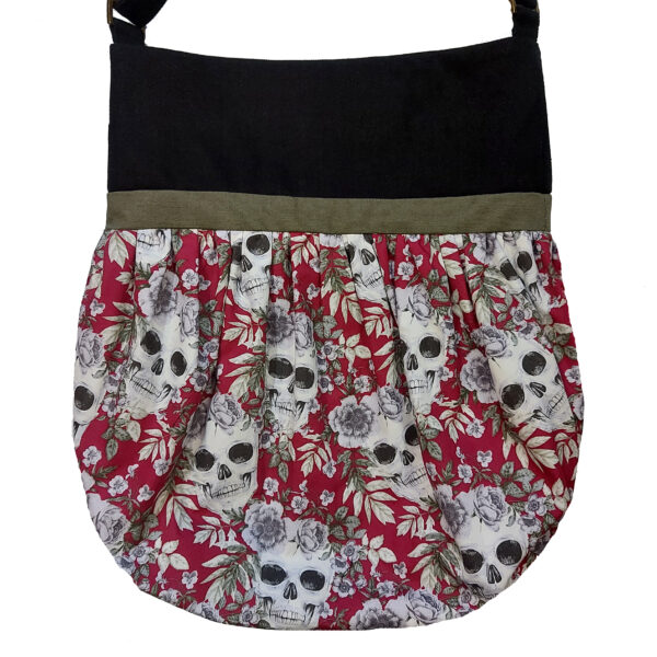 Fourre-tout bandoulière noir et rouge - Sac à main tête de mort - Image 7
