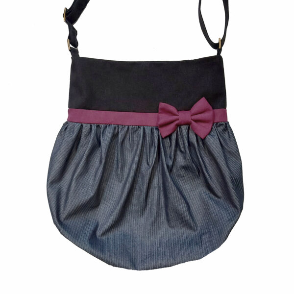 Fourre-tout bandoulière denim - Sac à main avec boucle pourpre - Image 6