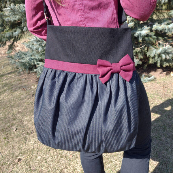 Fourre-tout bandoulière denim - Sac à main avec boucle pourpre - Image 3