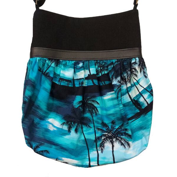 Fourre-tout noir palmiers et plage turquoise - Sac bandoulière d'été - Image 3