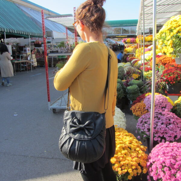 Sac bandoulière cuir noir ou rouge - Avec ou sans noeud - Image 4