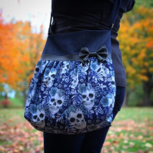 Sac tête de mort bleu - Fourre-tout bandoulière en denim