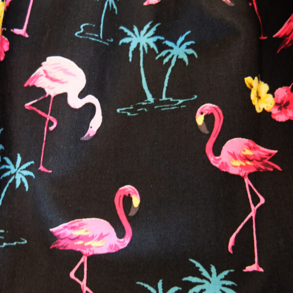 Fourre-tout bandoulière motif flamants roses - Sac noir et rose - Image 6