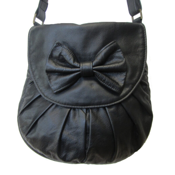 Sac bandoulière cuir noir ou rouge - Avec ou sans noeud - Image 5