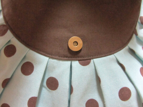 Sac bandoulière ajustable - Aqua et pois marron - Image 4