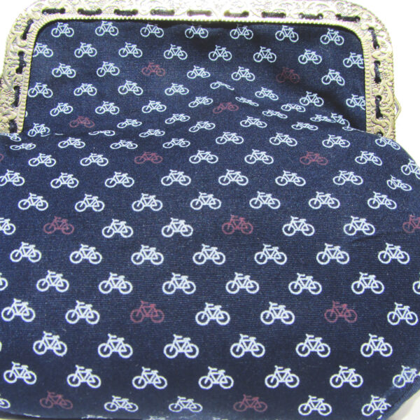 Porte-monnaie motif bicyclette marine - Fermoir vintage en métal - Image 7