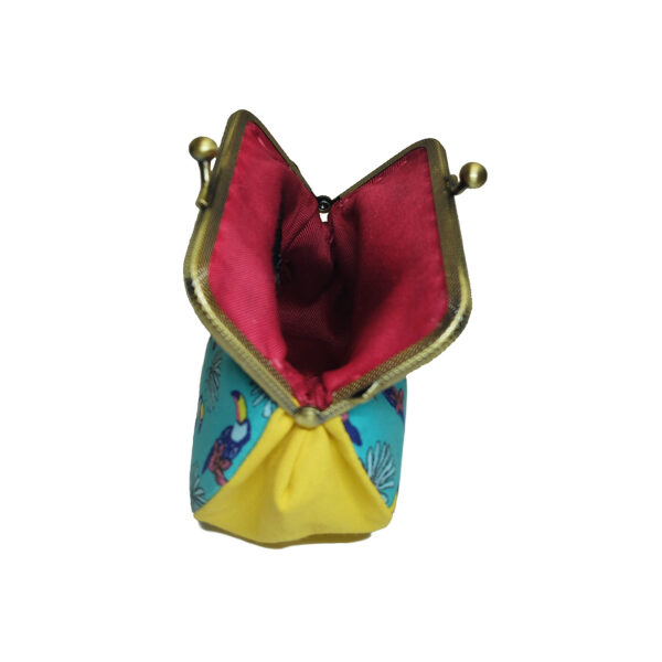 Porte-monnaie vintage toucans - Turquoise, rose et jaune - Image 5