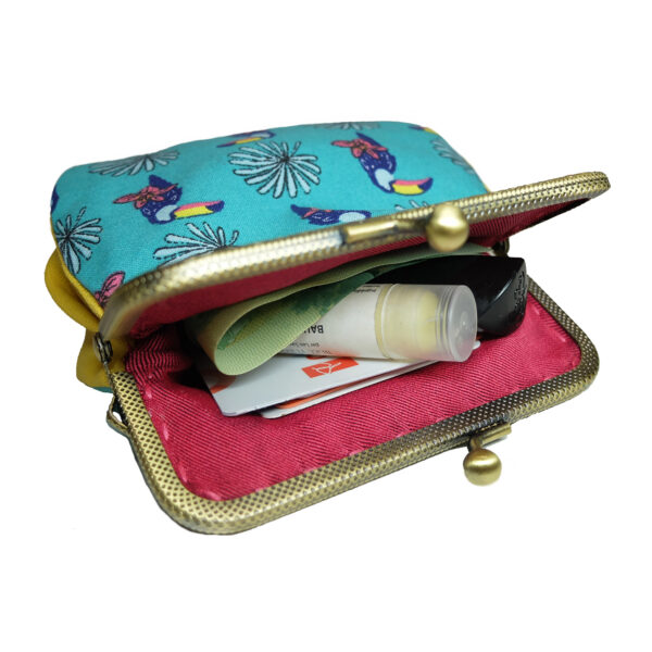 Porte-monnaie vintage toucans - Turquoise, rose et jaune - Image 7