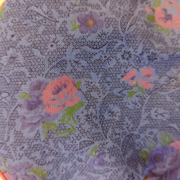 Porte-monnaie vintage bleu et fleurs roses - Fermoir en métal - Image 6