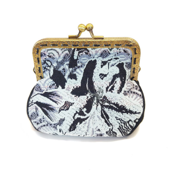 Porte-monnaie vintage en jacquard - Fermoir métal bronze - Image 2