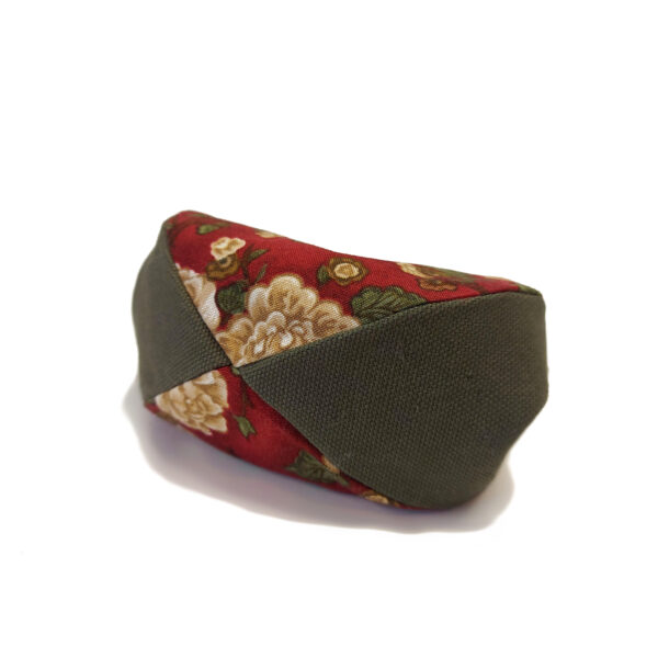 Porte-monnaie vintage - Fleurs retro rouge, beige et kaki - Image 9
