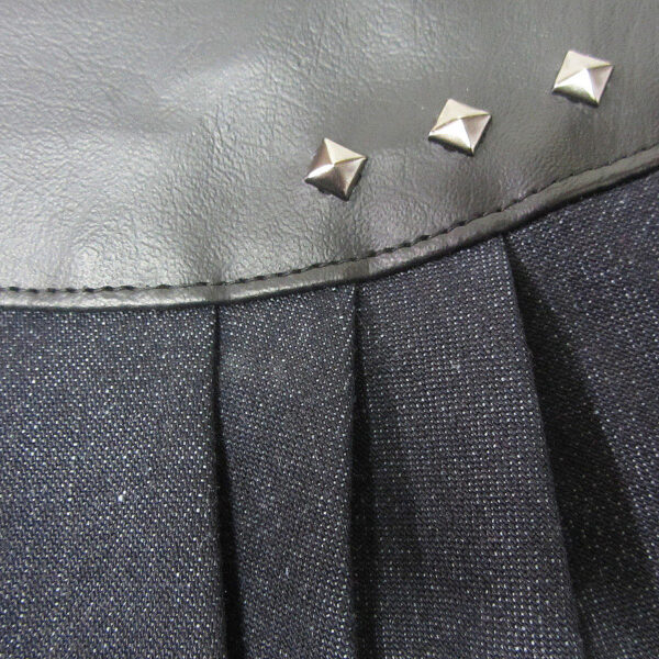 Pochette jeans et cuirette noir avec rivets étoiles bronze - Image 6