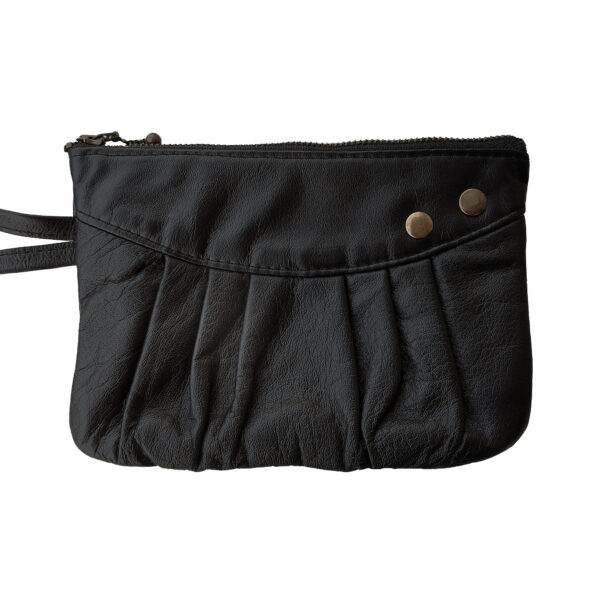 Pochette en cuir noir ou gris - Sac à main de soirée avec poignée - Image 2