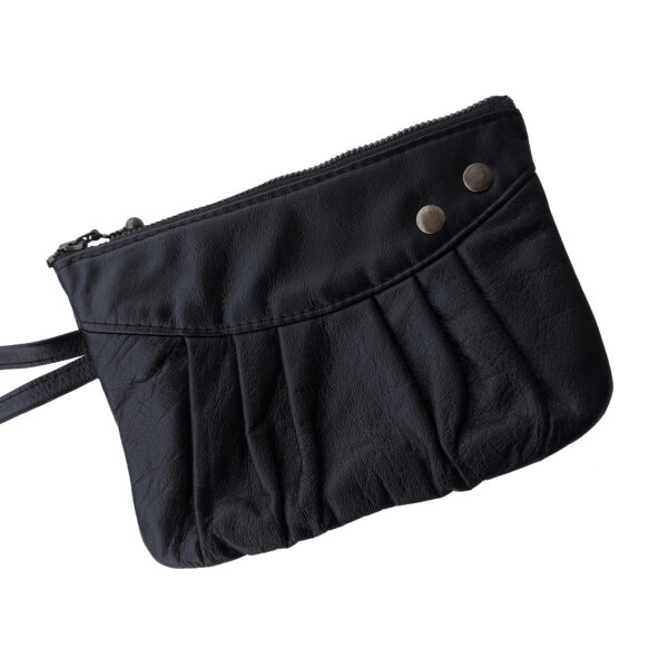 Pochette en cuir noir ou gris - Sac à main de soirée avec poignée - Image 3