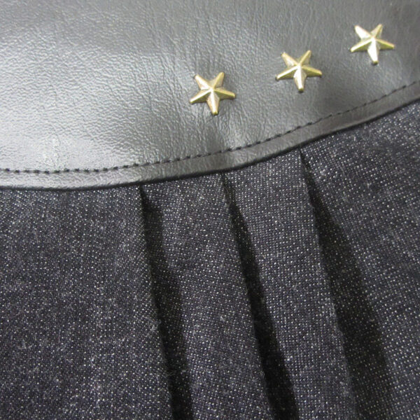 Pochette jeans et cuirette noir avec rivets étoiles bronze - Image 5