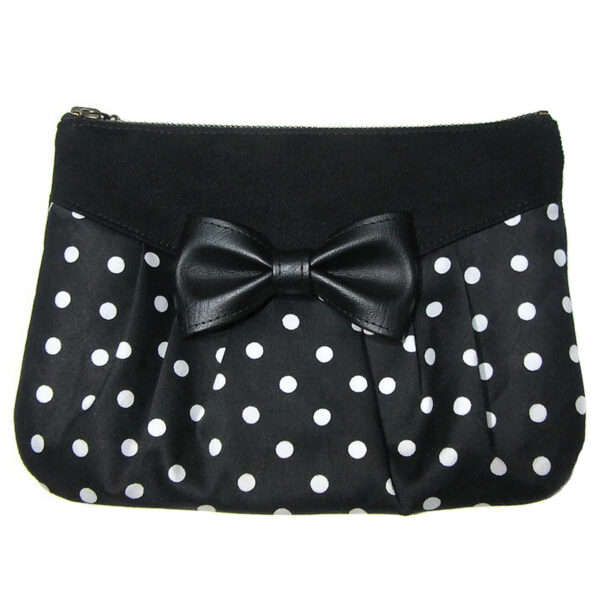 Mini sac bandoulière noir à pois blanc - Sac de taille ajustable - Image 4