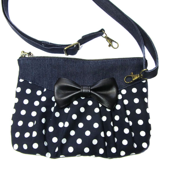 Sac bandoulière pois blanc - Sac de taille avec ou sans noeud - Image 3