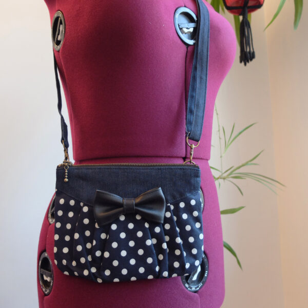 Sac bandoulière pois blanc - Sac de taille avec ou sans noeud - Image 2