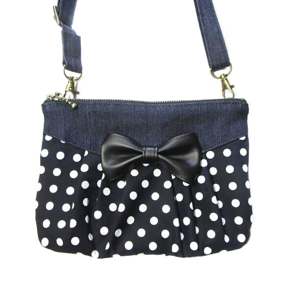Sac bandoulière pois blanc - Sac de taille avec ou sans noeud