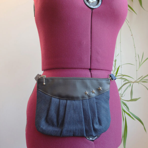 Sac de taille en jeans et cuirette - Bandoulière ajustable - Image 3