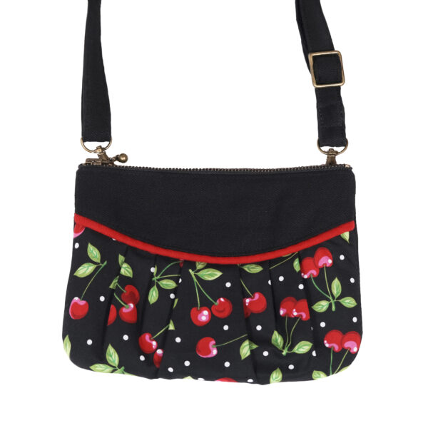 Sac de taille motif cerise et pois - Sac à main bandoulière ajustable - Image 2