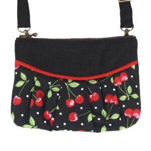 Sac de taille motif cerise et pois - Sac à main bandoulière ajustable