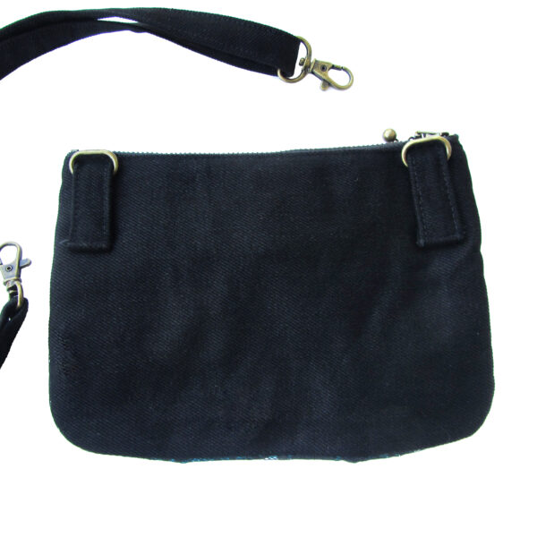 Petit sac dentelle noire - Noeud en cuirette - Bandoulière ajustable - Image 11