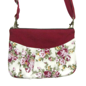 Petit sac bandoulière rouge - Sac de taille ajustable fleuris