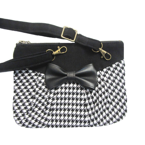 Petit sac pied de poule - Sac de taille noir avec ou sans noeud - Image 4